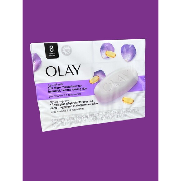 OLAY Age Defy Beauty Bar Soap 8 Pack 10X Moisturizers Vitamin E 3.75oz - Picture 1 of 6
